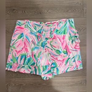 Lilly Pulitzer Pink Green Blue Tropical Print Skort